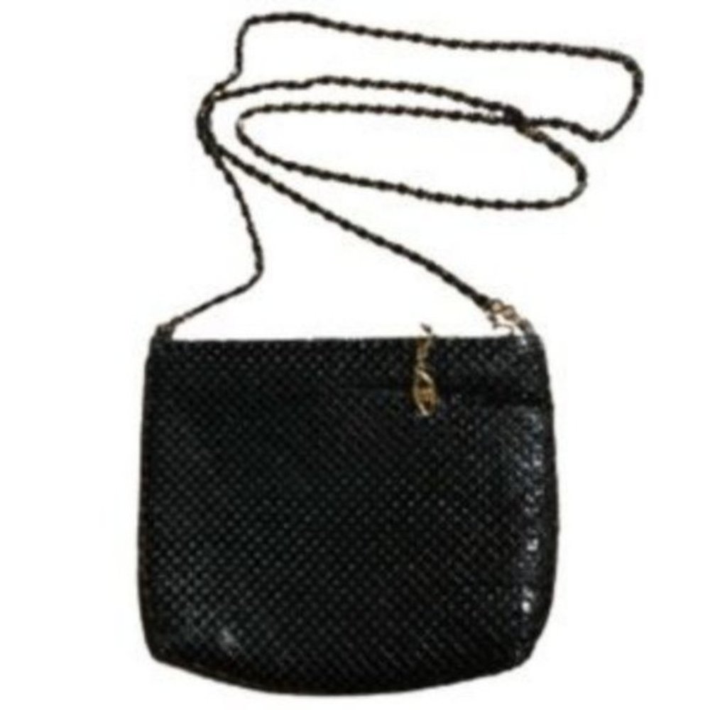 Vintage Small Black Mesh Metal Evening Shoulder Bag Purse with Gold charm